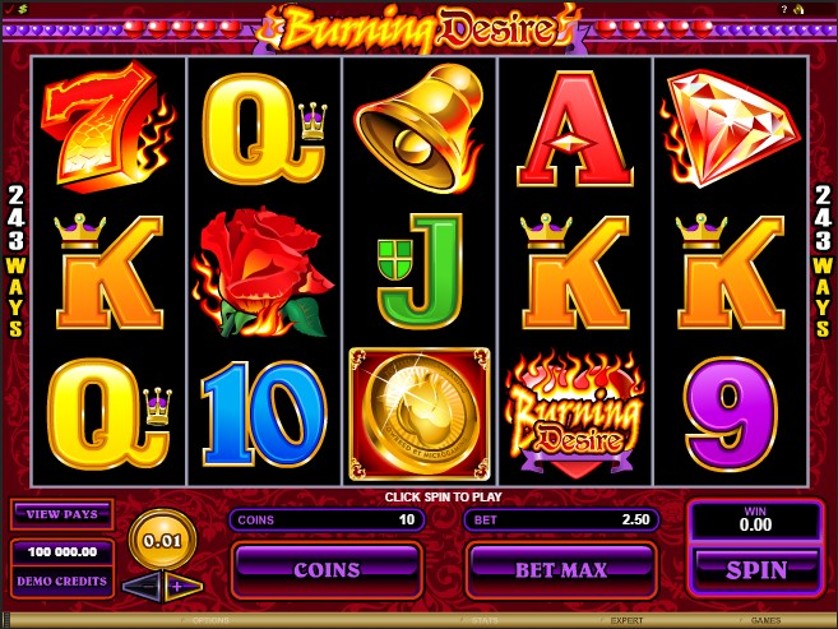 screen slot machine burning desire